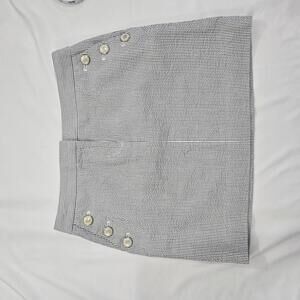 J.Crew Black and White Striped Mini Skirt Button Accent Nautical Size 2